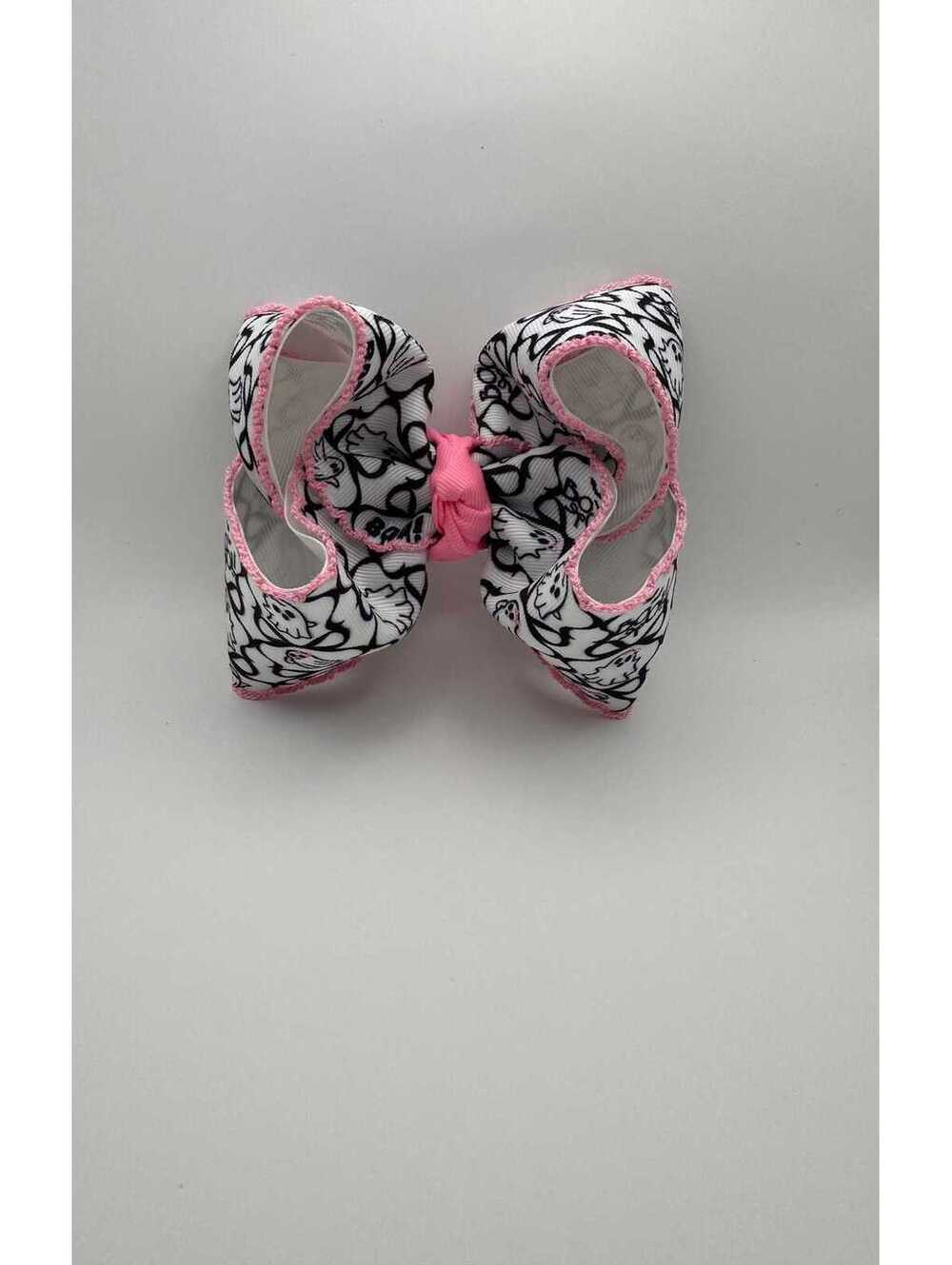 Ghost Halloween Boutique Hair Bow 4.5 Inch Pink